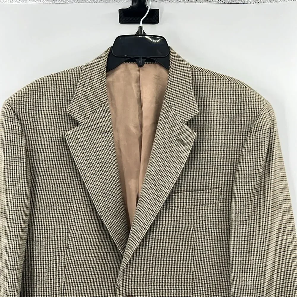 Lauren Ralph Lauren Men's Houndstooth Silk/Wool Blazer - Tan/Green - 42R